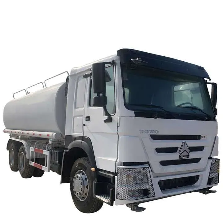 White HOWO fuel tank truck, front three-quarter view, studio white background
